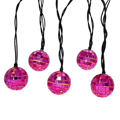 10ct. Warm White LED Pink Disco Ball Icon String Lights by Ashland®