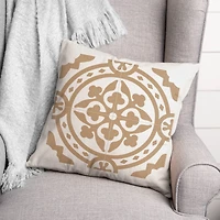 Tan Tile Medallion Throw Pillow