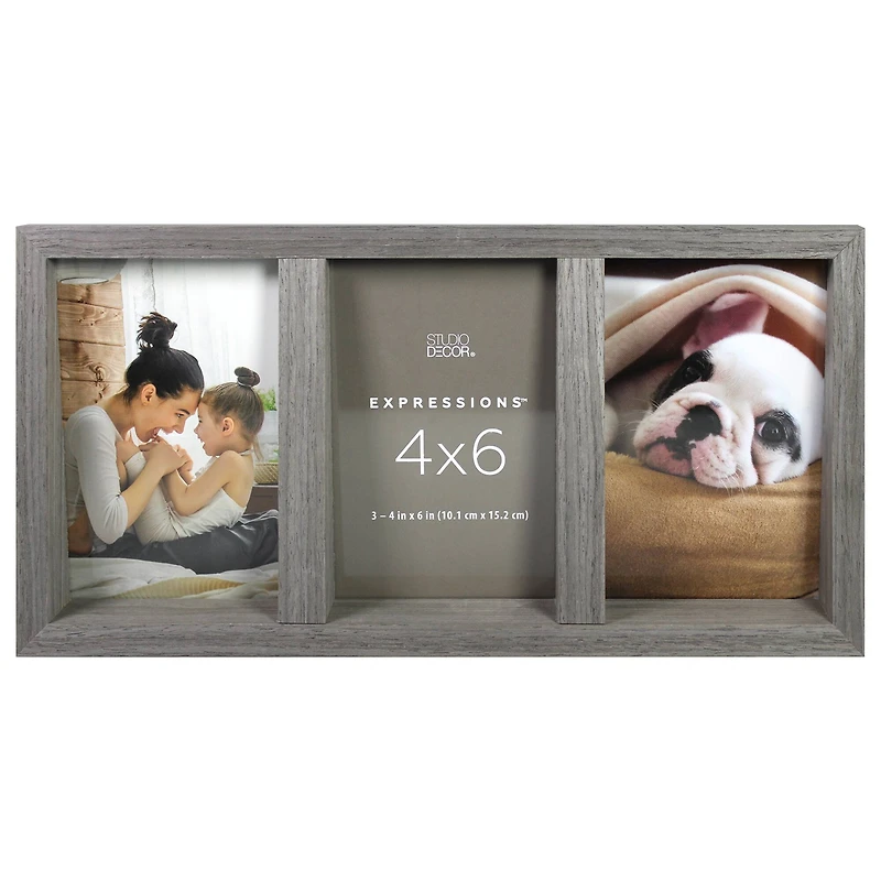 Expressions™ 3 Opening 4" x 6" Gray Angled Collage Frame by Studio Décor®