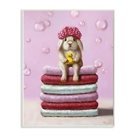 Stupell Industries Cute Baby Rabbit on Bath Towels Soap Bubbles Wall Plaque