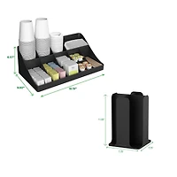 Mind Reader Black 15-Compartment Cup and Lid Organizer and Breakroom and Coffee Condiment Organizer