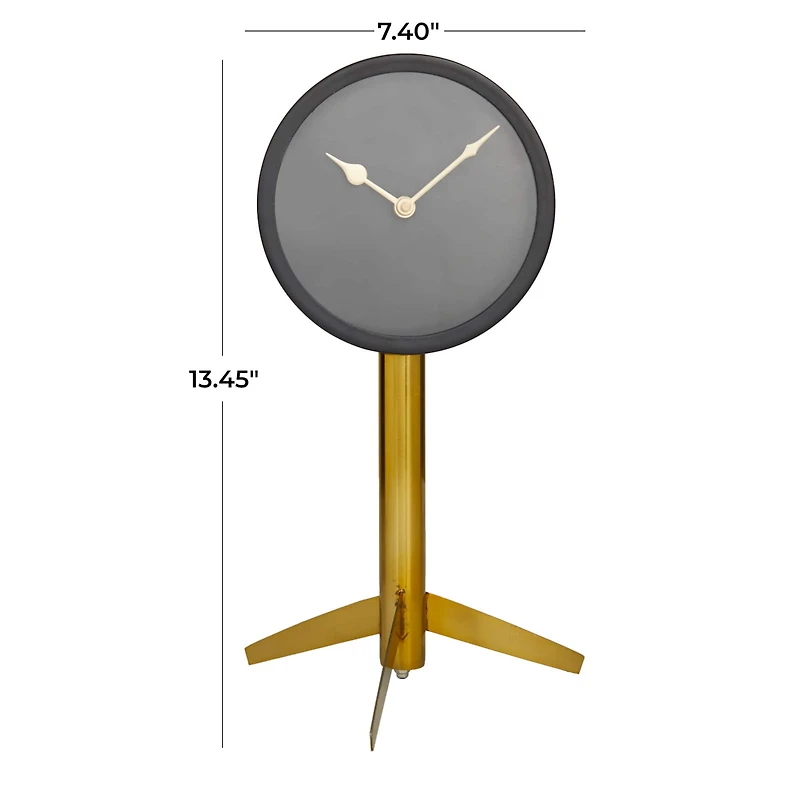 The Novogratz 13" Black Stainless Steel Clock with Gold Stand