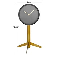 The Novogratz 13" Black Stainless Steel Clock with Gold Stand