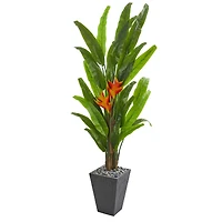 6.5ft. Green Heliconia Artificial Plant in Slate Planter