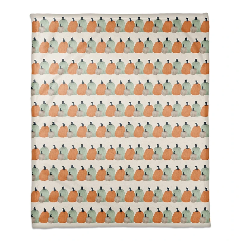 Thankful Pumpkins Coral Fleece Throw