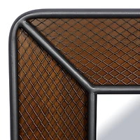Brown Wood Industrial Wall Mirror, 32" x 32" x 2"