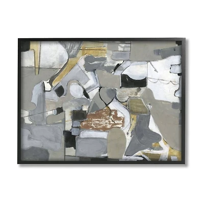Stupell Industries Gray & Brown Abstract Shapes Framed Wall Art