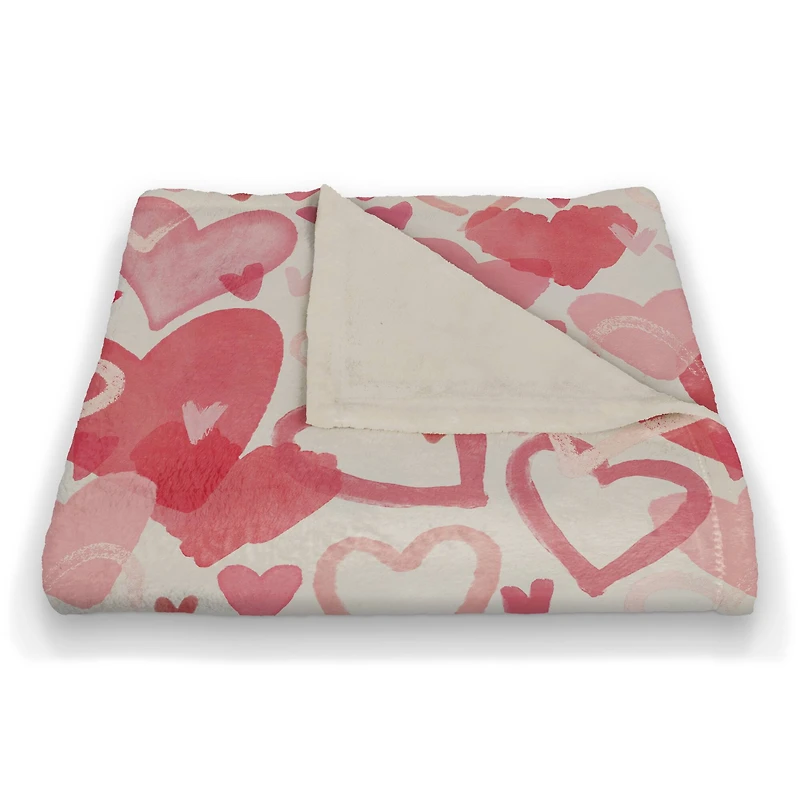 Heart Cluster Pattern 50" x 60" Coral Fleece Blanket