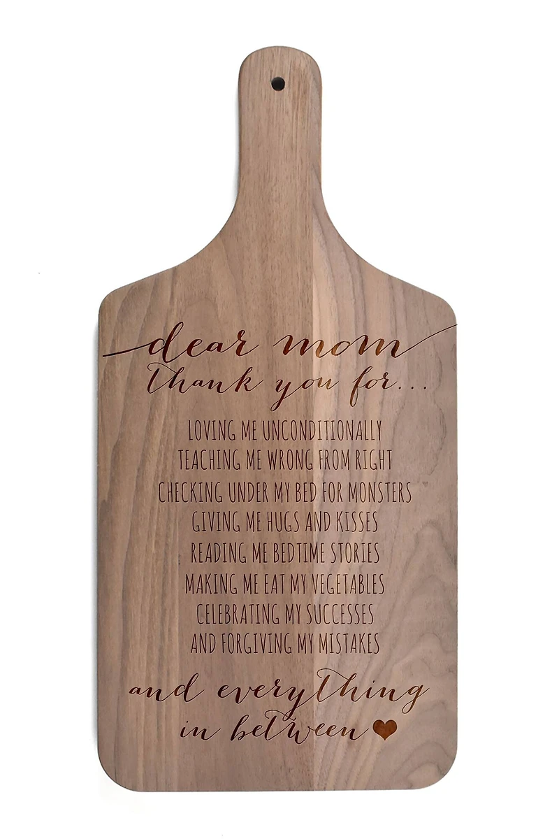 17" Thank You Mom Walnut Paddle Cutting Board