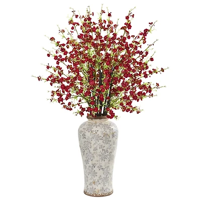 3ft. Red Cherry Blossom Arrangement in Decorative Vase