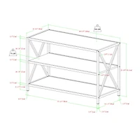 Walker Edison Gray Wash/White Metal X-Frame Industrial Wood Bookshelf