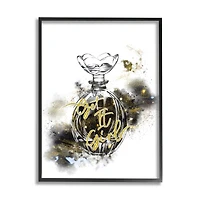 Stupell Industries Get It Girl Phrase Black Gold Sparkle Glam Cosmetic Framed Wall Art