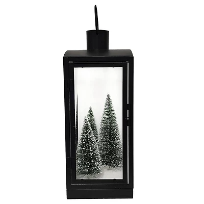 Black Snowy Trees LED Lighted Lantern by Ashland®