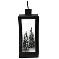 Black Snowy Trees LED Lighted Lantern by Ashland®