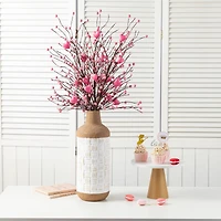 Glitzhome® 28" Valentine's Pink Berry & Heart Picks Set