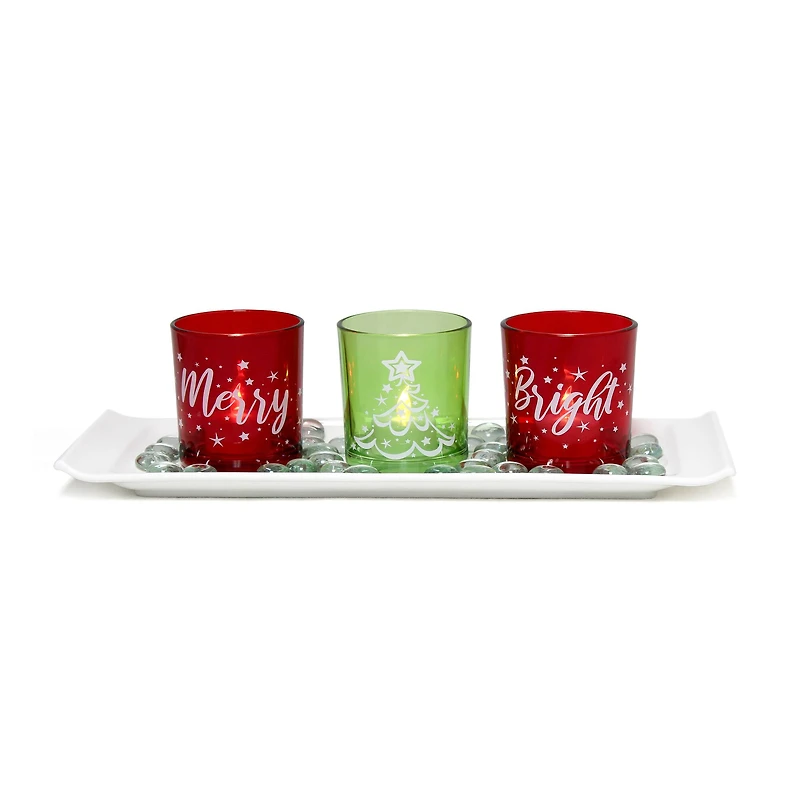 Elegant Designs™ Merry & Bright Christmas Candle Holder Set
