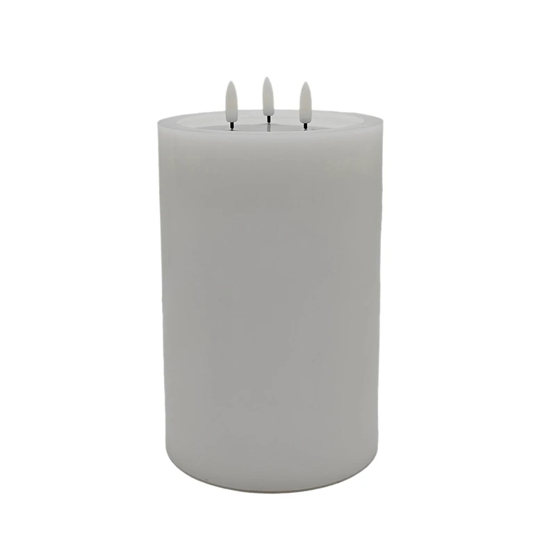 6" x 9" Flickering 3-Wick LED Wax Pillar Candle by Ashland