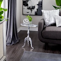 22" Silver Aluminum Traditional Accent Table