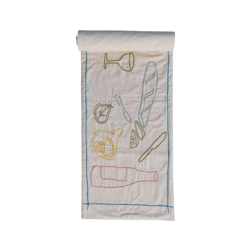 Hello Honey® 6ft. Food & Beverage Cotton Embroidered Table Runner