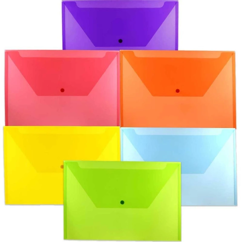 JAM Paper 9.75" x 14.5" Assorted Plastic Snap Closure Envelopes, 6ct.