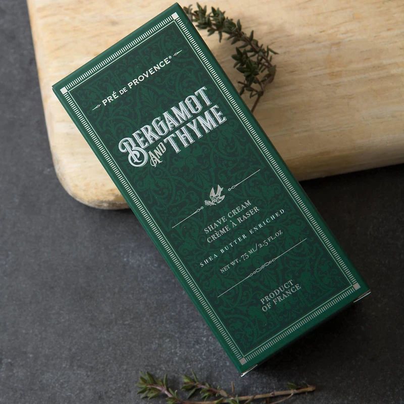 European Soaps Bergamot & Thyme Men's Shave Cream with Shea, 75mL