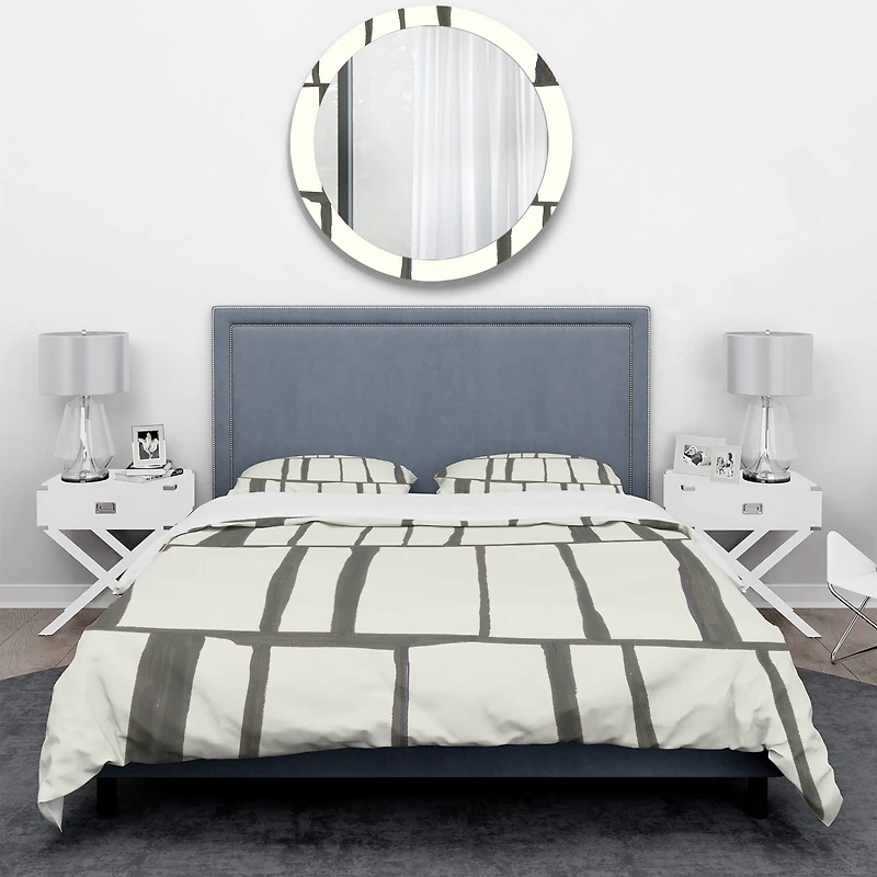 Designart 'minimalist black and white I' Geometric Bedding Set