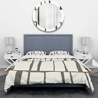 Designart 'minimalist black and white I' Geometric Bedding Set