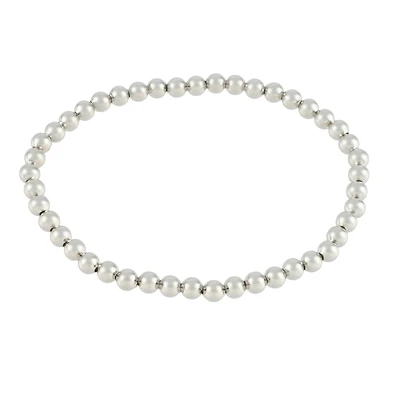 4mm Rhodium Round Beaded Charm Bracelet by Bead Landing™