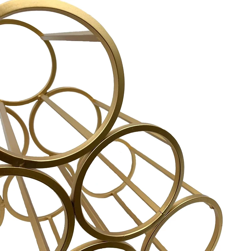 12.5" Gold 6-Bottle Metal Circles Wine Caddy by Ashland®