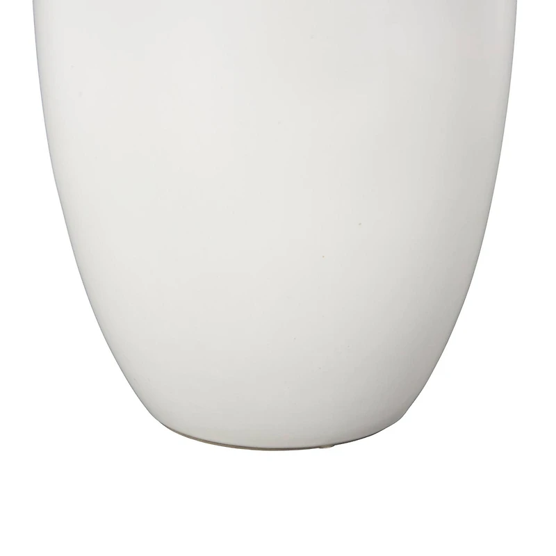 18.25" White Ceramic Sleek Amphora Vase with Scroll Handles