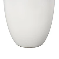 18.25" White Ceramic Sleek Amphora Vase with Scroll Handles