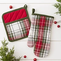 DII® Christmas Plaid Oven Mitt & Potholder Set