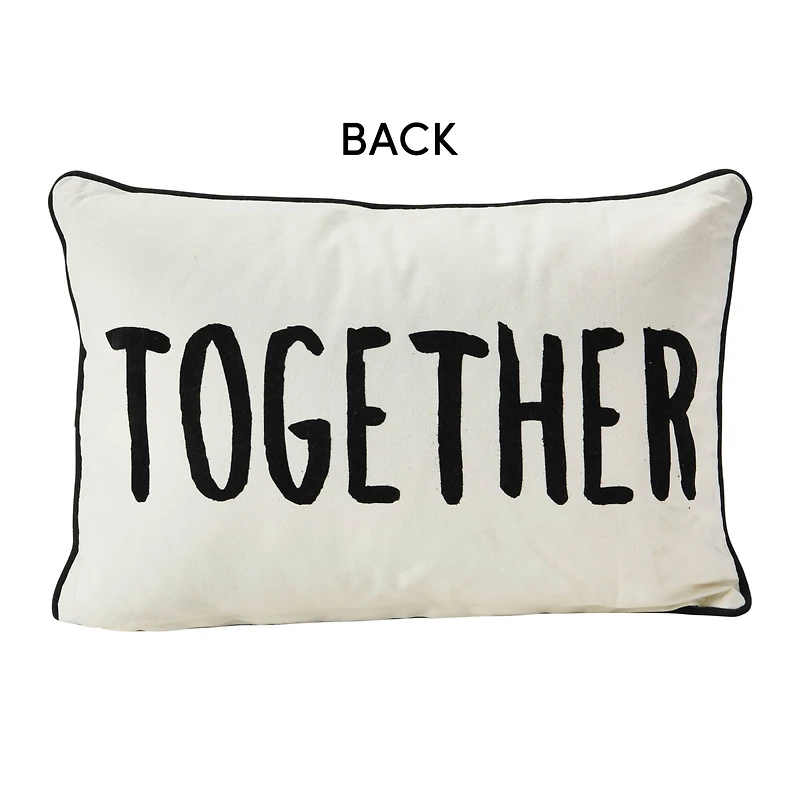 Hello Honey® Cream & Black Better Together Applique Lumbar Pillow