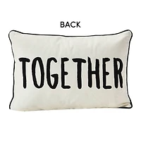 Hello Honey® Cream & Black Better Together Applique Lumbar Pillow