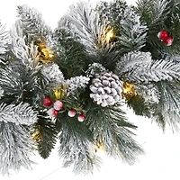 6ft. Pre-Lit Flocked Mixed Pine Artificial Christmas Garland with LED Lights