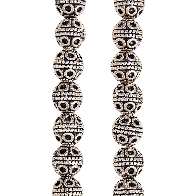 Silver Plated Carved Round Beads, 8mm by Bead Landing™