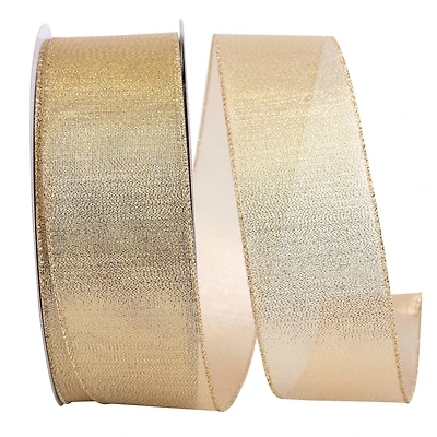 Reliant 2.5" x 50yd. Gold Lamé Glimmer Wired Ribbon