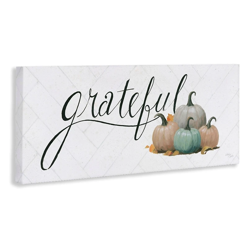 Stupell Industries Grateful with Pumpkins Canvas Wall Art