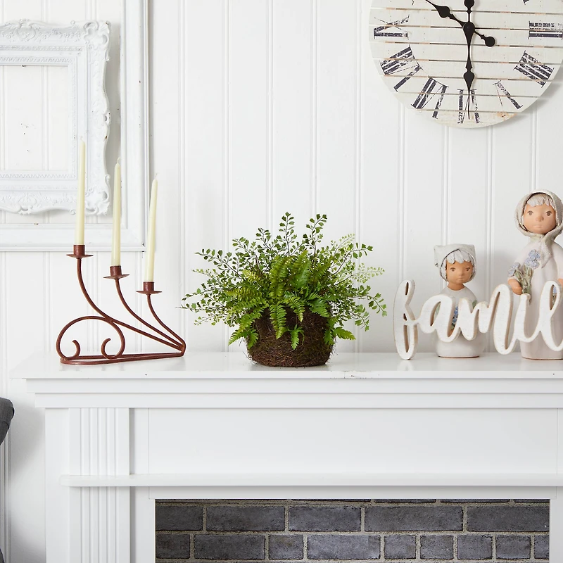 13" Fern and Twig Moss Basket