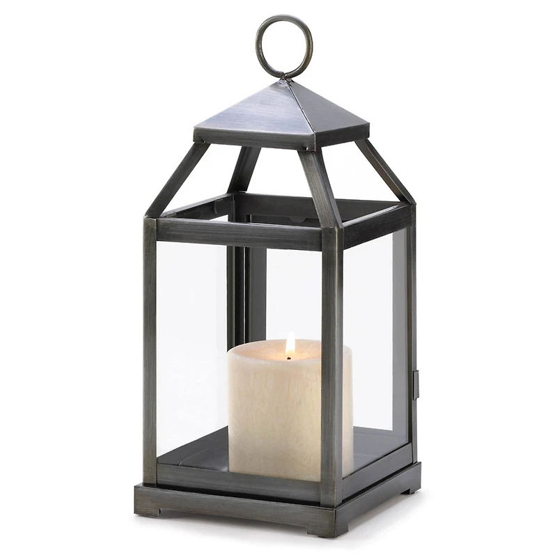 12" Rustic Silver Contemporary Lantern