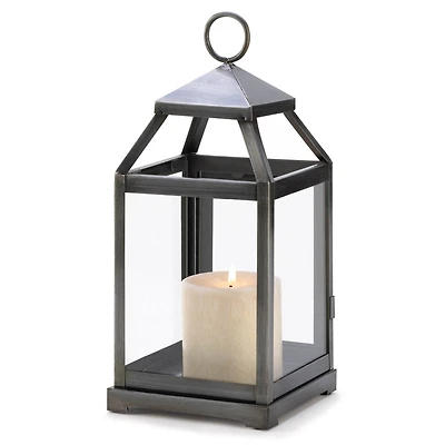 12" Rustic Silver Contemporary Lantern