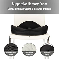 Mind Reader Donut Pillow with Air-Cloud Technology, Ergonomic Memory Foam Seat Cushion for Tailbone, Hemorrhoid, Pregnancy & Lower Back Pain Relief, Washable Cover, Black