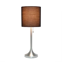 Simple Designs 21.5" Tapered Brushed Nickel Table Lamp with Fabric Drum Shade