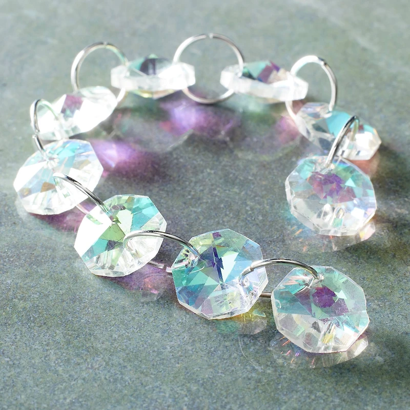 Aurora Borealis Crystal Faceted Glass Lentil Beads, 14mm by Bead Landing™