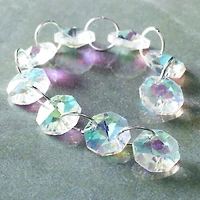 Aurora Borealis Crystal Faceted Glass Lentil Beads, 14mm by Bead Landing™