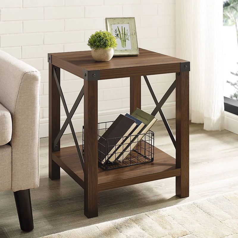 Walker Edison 22" Rustic Wood Side Table