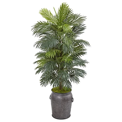 5ft. Areca Palm Artificial Plant in Metal Planter