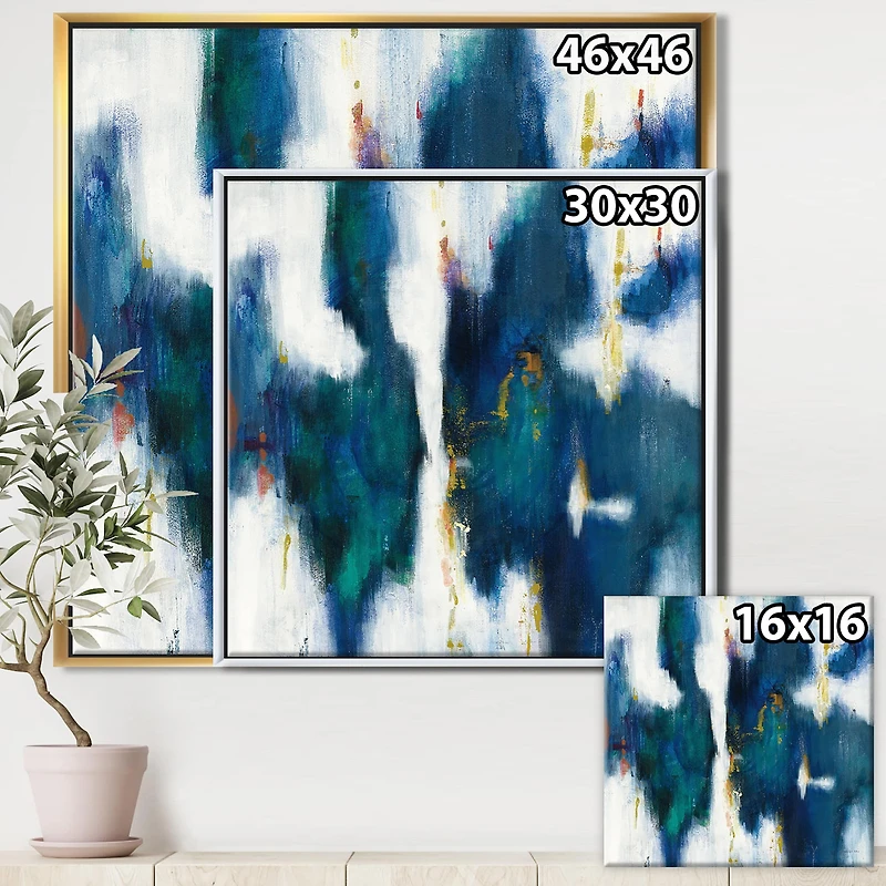 Designart Blue Glam Texture I Contemporary Framed Canvas