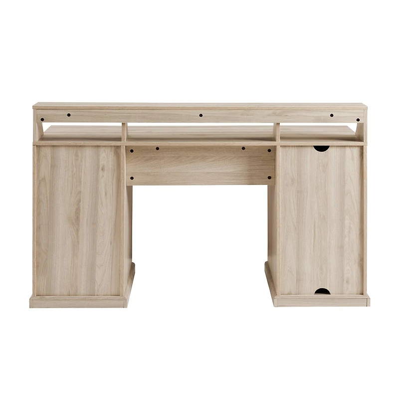 Walker Edison 58" Birch 3 Drawer Computer Desk with Hutch