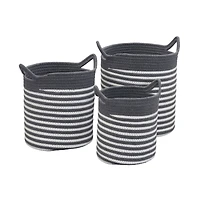 Household Essentials Gray & White Striped Cotton Basket Set